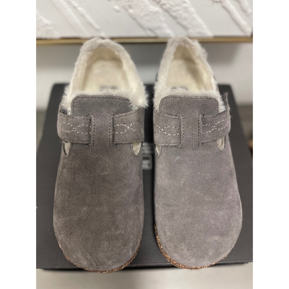 Earth Origins Aurora Jade Grey Suede Faux Fur Lined Cork Slip On Shoes 7 - Picture 10 of 16